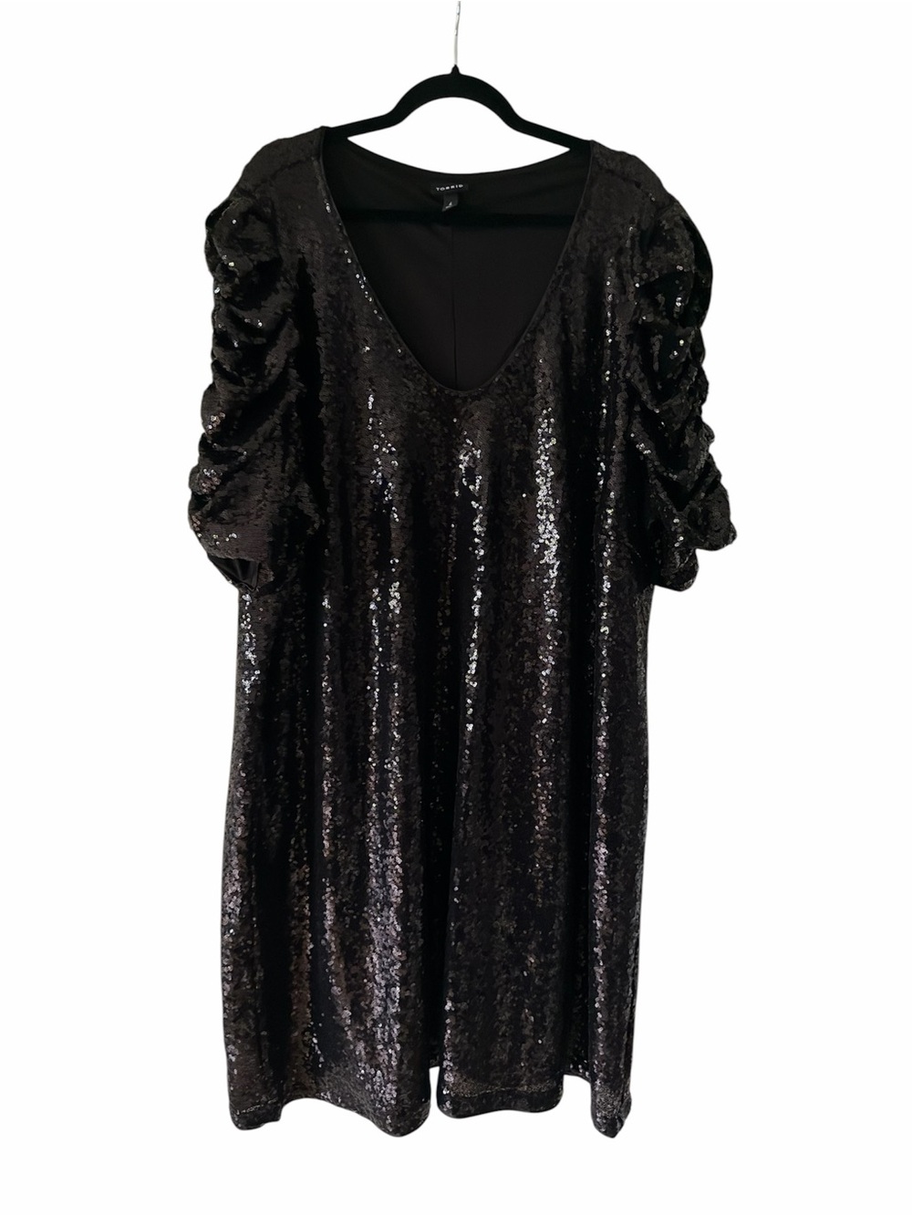 Torrid Black Sequin Puff Sleeve Dress